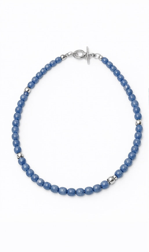 Blue Jade  Silver Necklace
